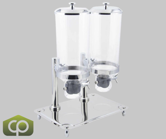 Bon Chef 1 Liter Double Canister Cereal Dispenser - Elegant Design, Easy Dispensing, 2-Liter Capacity