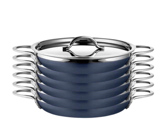 Bon Chef X 2.38 Qt. Double Handle Cobalt Blue Stainless Saute Pan(6/CASE)-Chicken Pieces