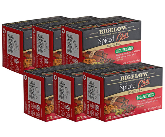 Bigelow Decaffeinated Spiced Chai Hot or Iced Tea Bags - 20/Box (6/Case)-Chicken Pieces
