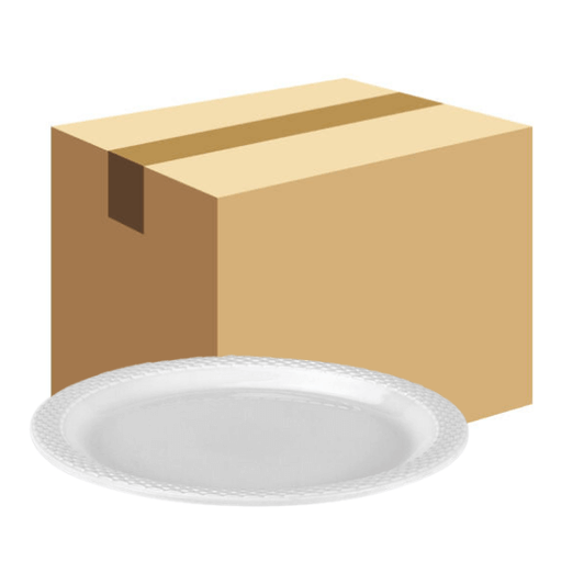 Bon Chef Weave 7 3/4" White Embossed Melamine Bread and Butter Plate - 38/Case. CHICKEN PIECES.