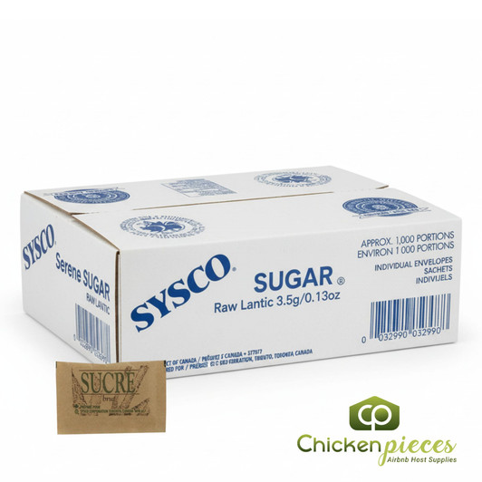 Sysco Serene Sugar Packet Raw Lantic 3.5g/0.13oz (1000/Case)-Canadian Made