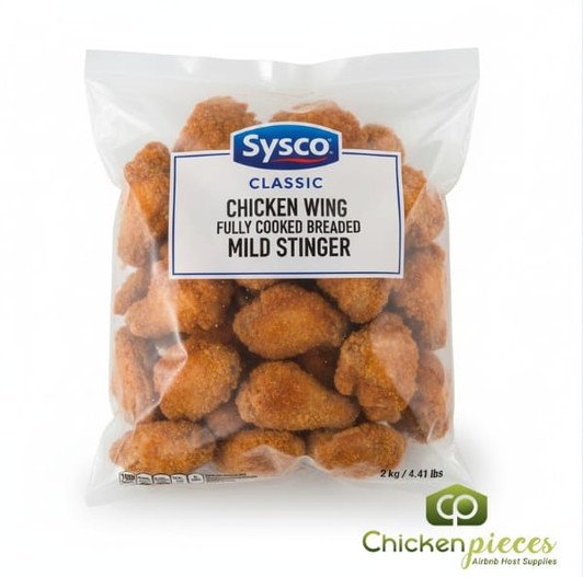 Sysco Classic Chicken Wing Fully Cooked Breaded Mild Stinger 2kg/4.41Lbs