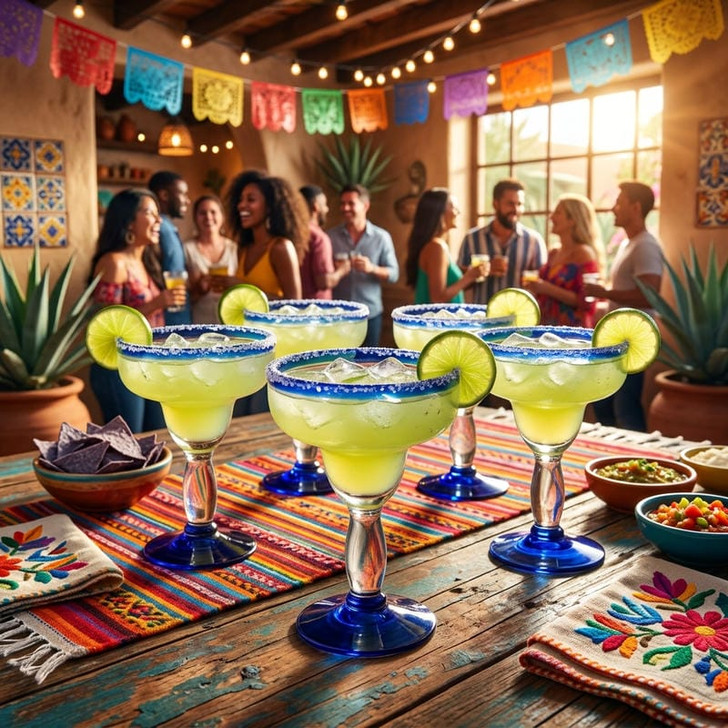 Libbey Aruba 16 oz. Margarita Glass with Cobalt Blue Rim and Base - 12/Case | Add a Splash of Color to Your Margaritas-Chicken Pieces