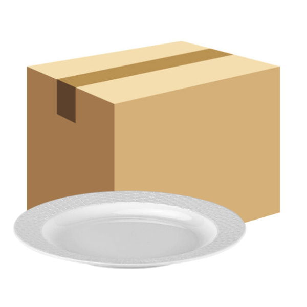 Bon Chef Weave 12 1/4" White Embossed Melamine Buffet Plate - 18/Case. CHICKEN PIECES.