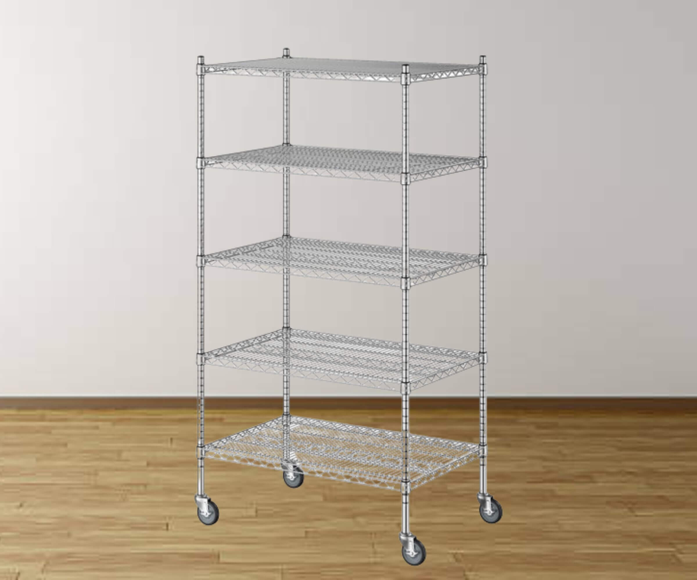 CP  24" x 36" x 70" NSF Chrome Mobile Wire Shelving Starter Kit | Your new storage sidekick that's as versatile as it is sturdy