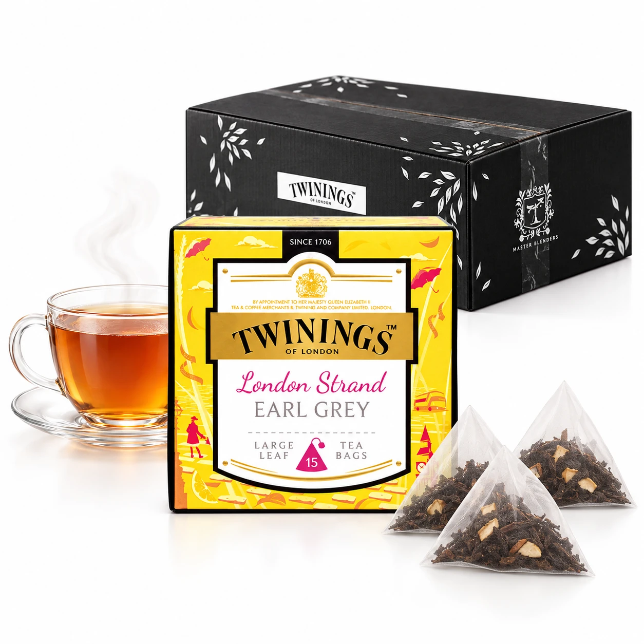 Twinings London Strand Earl Grey Large Leaf Pyramid Tea Sachets - Pack Of 100