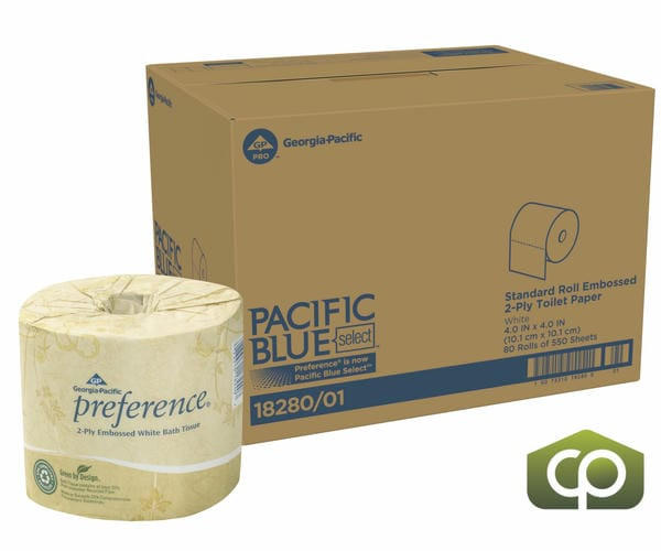Pacific Blue Se Tissue Toilet 2 Ply Embossed 550 CT (80/Case)