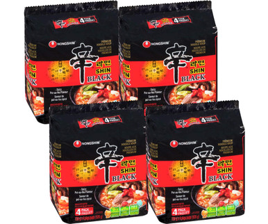 Nongshim Shin Black Ramyun Noodles with Soup Mix 4-Pack (4/Case) | Rich,  Meaty Broth & Nutrient-Packed Flavor