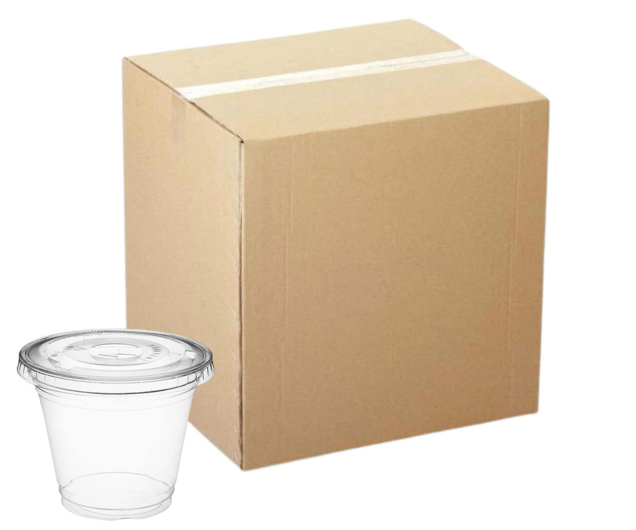 CP 9 oz. Clear PET Plastic Cup with Flat Lid - 50/Pack