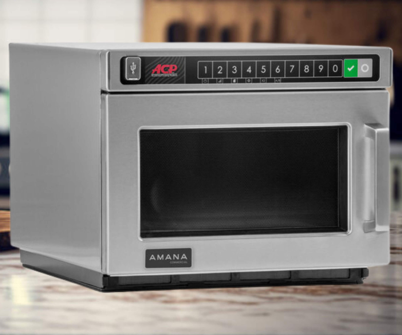 Amana Heavy-Duty Stainless Steel Commercial Microwave - 208/240V, 2100W | High-Power Performance for Demanding Kitchens