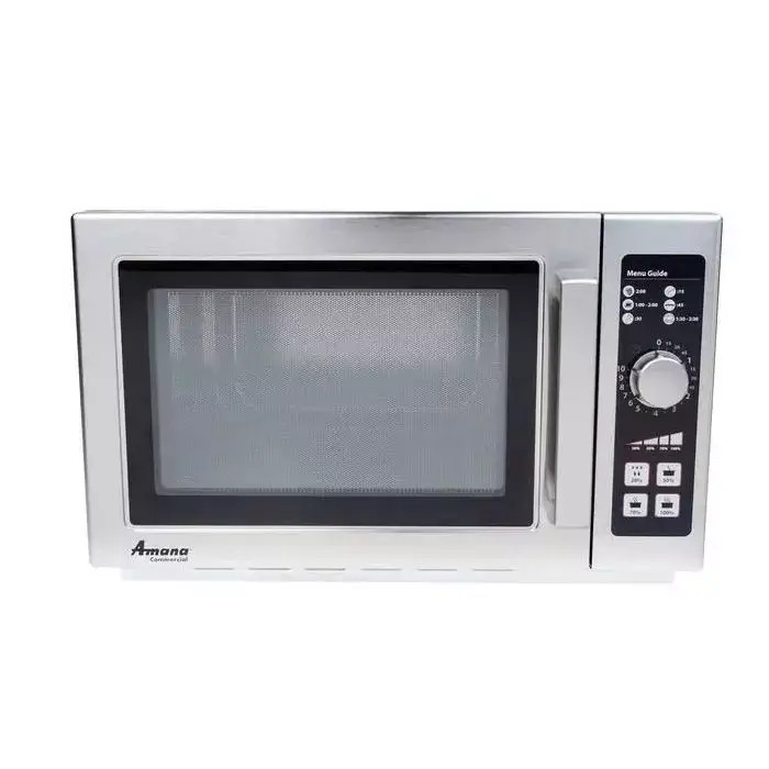 Amana Medium Volume Stainless Steel Commercial Microwave - 120V, 1000W | Efficient Cooking Solution for Your Kitchen