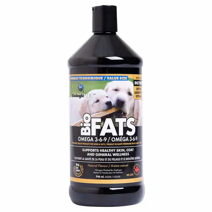 BiologicVET BioFATS Omega 3-6-9 Fatty Acid Food Supplement for Dogs and Cats, 946 ml | Nourish Your Pets with Essential Fatty Acids