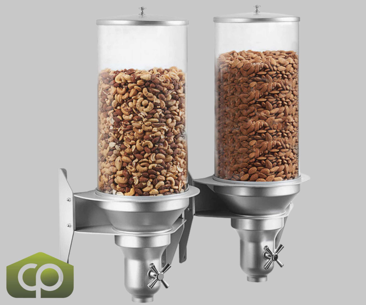 Cal-Mil Turn N Serve Platinum Wall Mount 2 Bin Cereal Dispenser - Space-Saving and Efficient Cereal Service