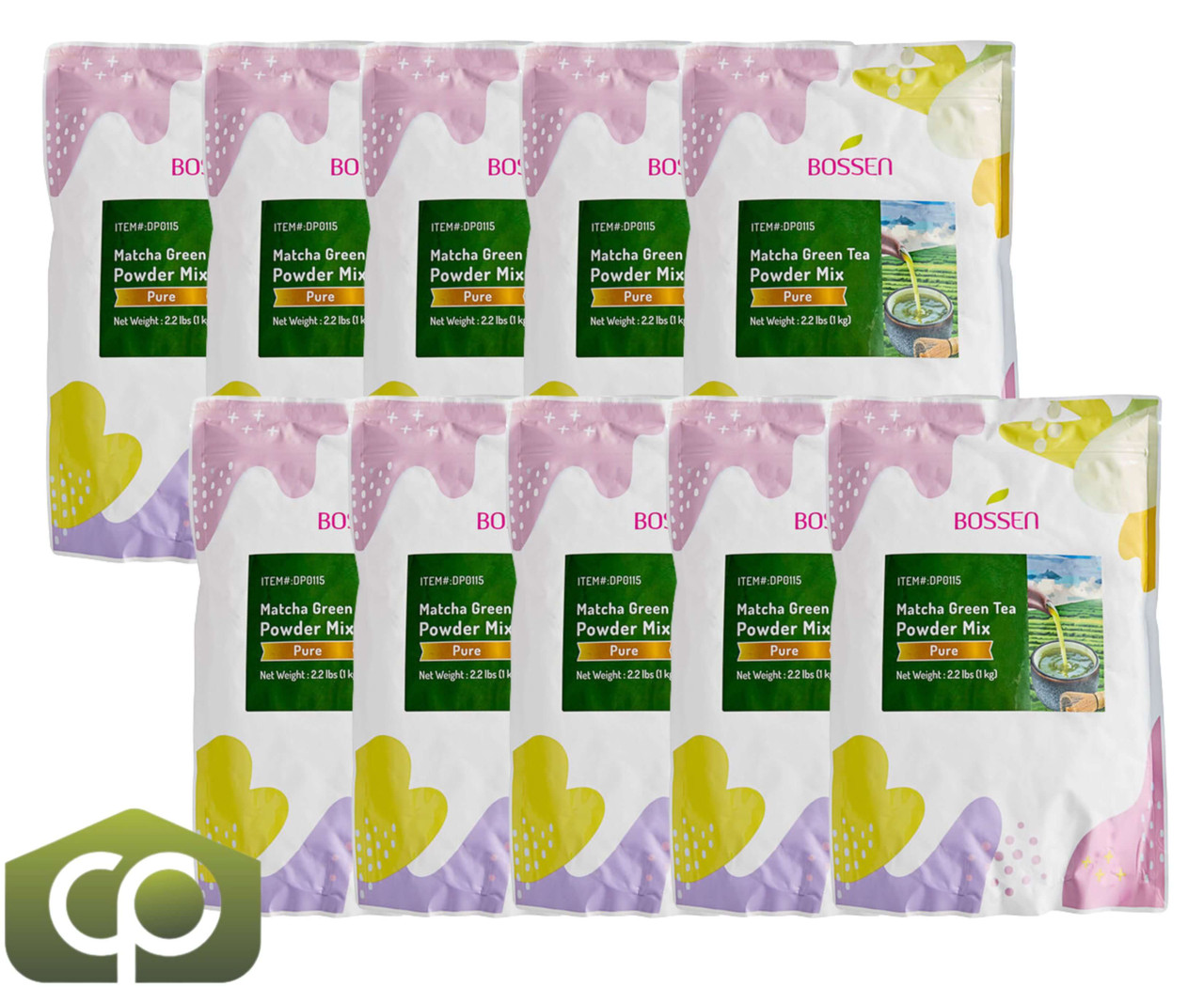 Bossen 2.2 lb. (1 kg) Bubble Tea Pure Matcha Powder | 100% Pure Matcha Green Tea(10/Case)