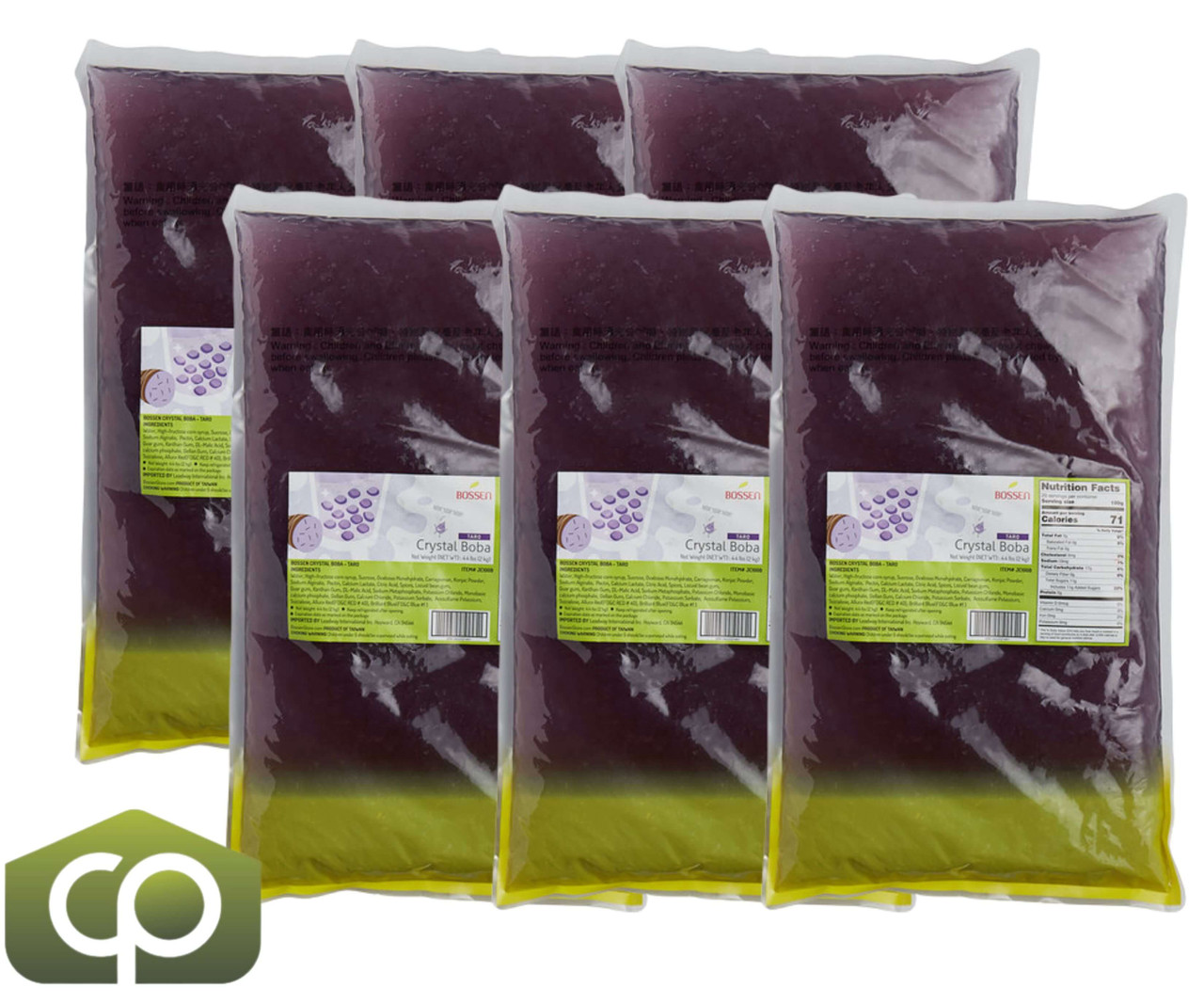 Bossen Taro Bubble Tea Crystal Boba in Syrup 4.4 lb. (2 kg) | Translucent Purple-(6/Case)