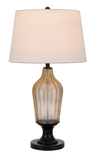 31" Bronze Glass Table Lamp With White Empire Shade