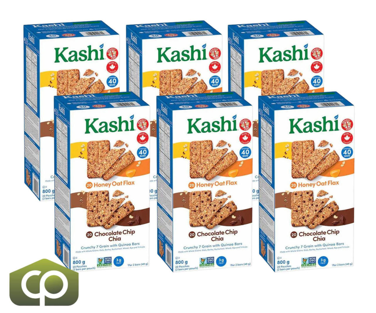 Kashi Seven Grain with Quinoa Bars - 40 Bars x 20g, Honey Oat Flax & Chocolate Chip Chia (6/Case)