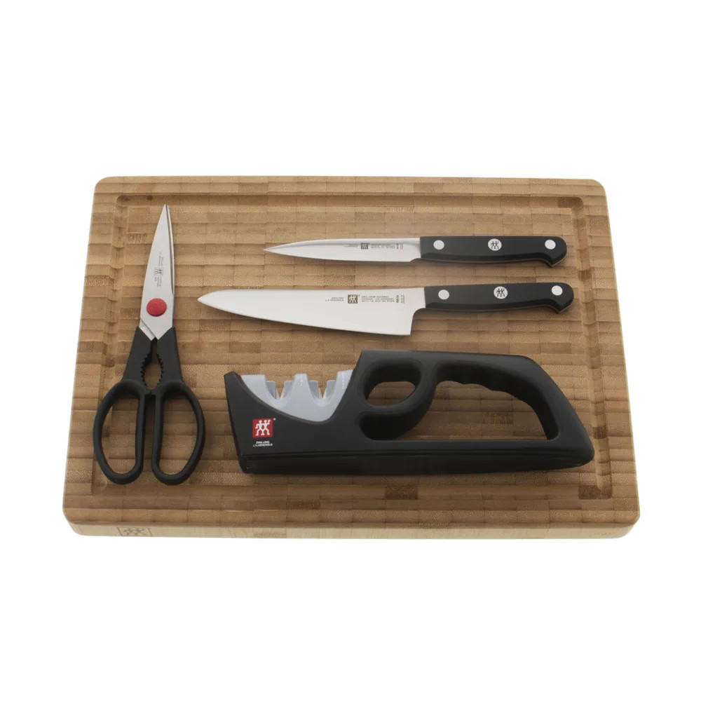 Zwilling Gourmet Paring Knife 5 Piece Knife Set with Bamboo Cutting Board