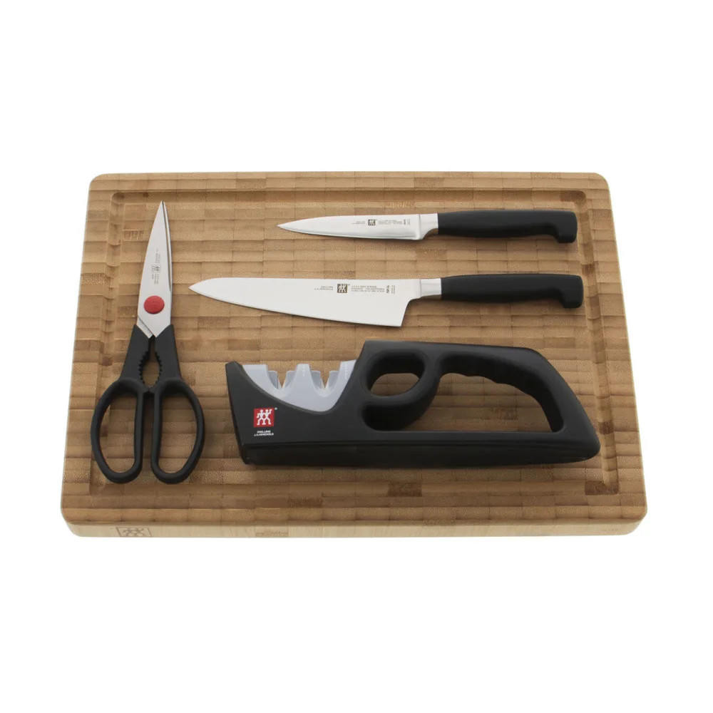 Henckels Paring Knife Four Star 5 Piece Knife Set with Bamboo Cutting Board