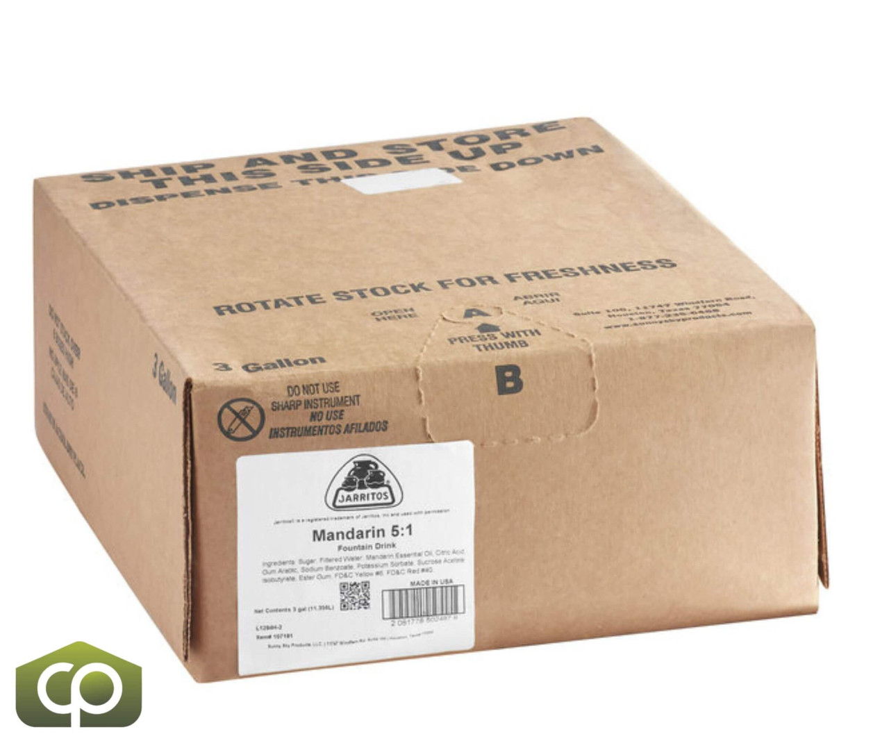 JarritosÂ® 3 Gallon Mandarin Beverage / Soda Syrup Bag in Box