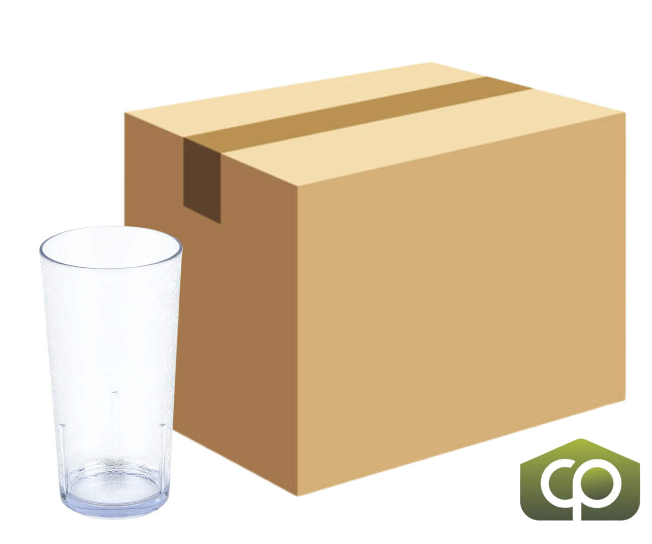 Cambro 24 oz Clear Crackled Plastic Tumbler (36/Case) - Glass Like Design