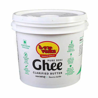 Verka Pure Desi Ghee - Large 6.6 lbs (3 kg) - Authentic Rich Flavor