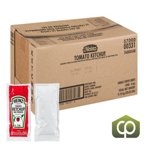 Heinz Ketchup Packet 8 ML (1000/Case) - 2.2 lbs - Canada's Favorite Condiment