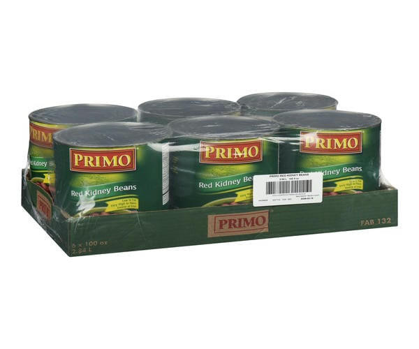 Primo Bean Kidney Red 2.84L/96 oz (6/Case)- Low-Fat, High-Fiber Beans- Canadian Made