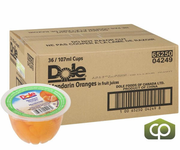 Dole Fruit Cup Mandarin Orange 107 ML/3.6 oz (36/Case) - Convenient and Healthy Snack Cups