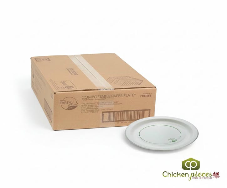 Sysco Earth Plus Plate Paper Compostable 6 in. 1-Compartment (750/Case)
