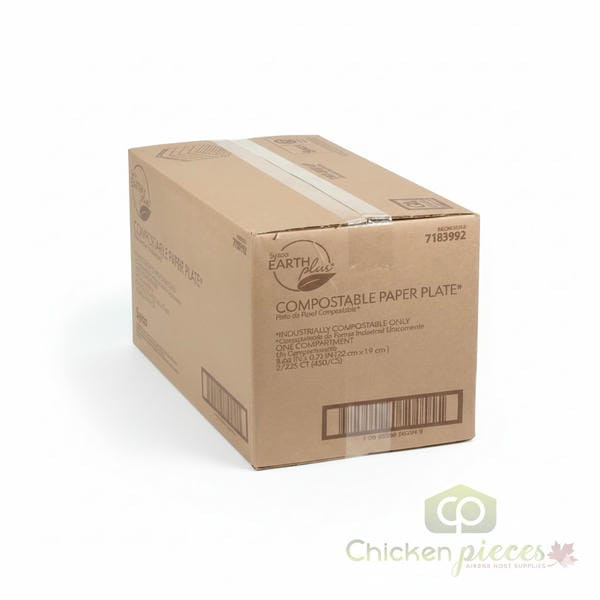 Sysco Earth Plus Plate Paper Compostable 9 in. 1-Compartment (450/Case)
