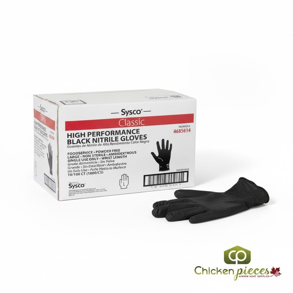 Sysco Classic Glove Nitrile Foodservice Powder-Free Black Large 100 CT (10/Case)
