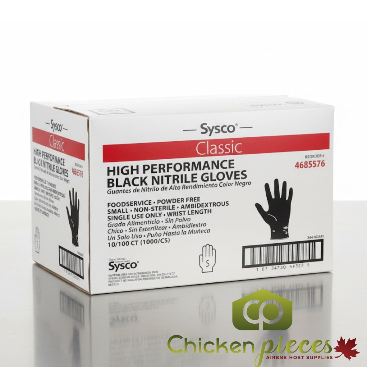 Sysco Classic Glove Nitrile Foodservice Powder-Free Black Small 100 CT (10/Case)