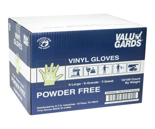 Valugards Glove Vinyl Foodservice Valugard Powder-Free Extra Large  100CT (10/Case)