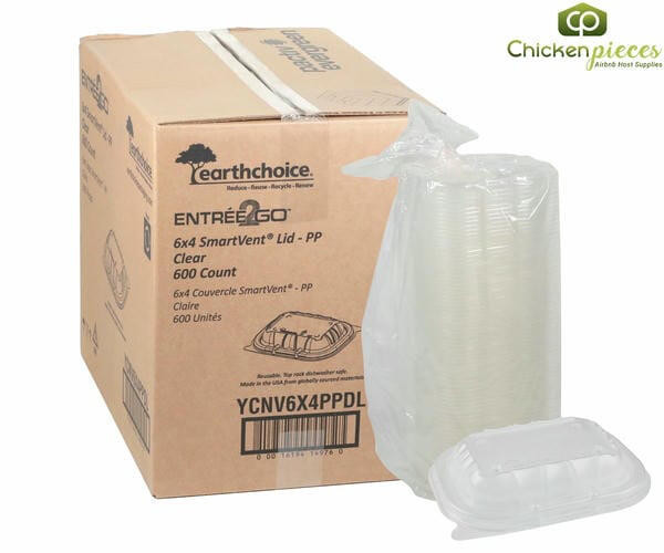 Earth Choice Lid Plastic 6x4 in. Polypropylene Clear Vented 75 CT (8/Case)