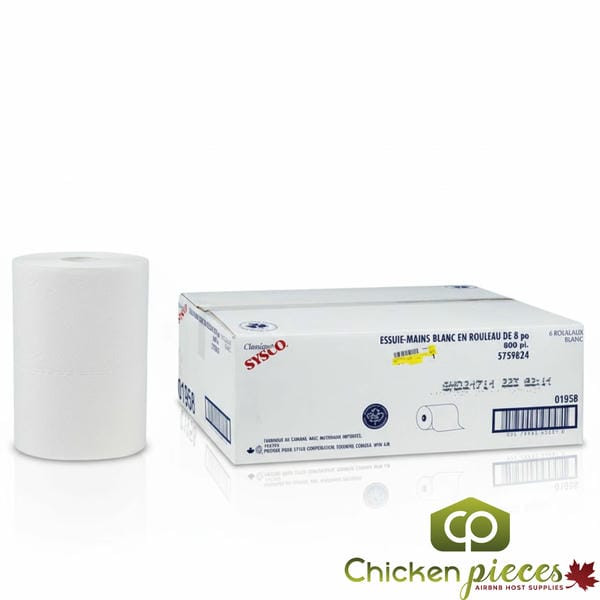 Sysco Classic Towel Roll White 8 in. 800 ft (6/Case) - High-Quality Paper Towel Rolls