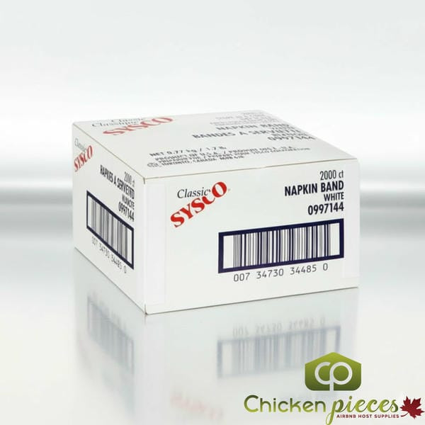 Sysco Band Napkin bright white paper  (2000/Case) Auto Adhesive Cutlery Wrapper