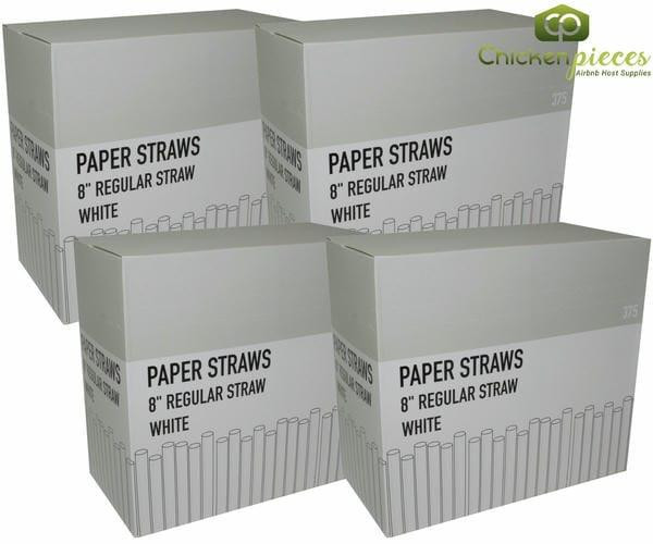 Sysco Straw Paper Compostable Eco-Friendly 8 White Regular 375 CT (4/Case)