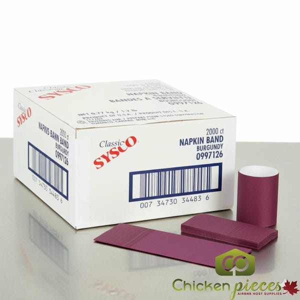 Sysco Classic Band Napkin Burgundy (2000/Case) - Sanitary Cutlery Wrapping