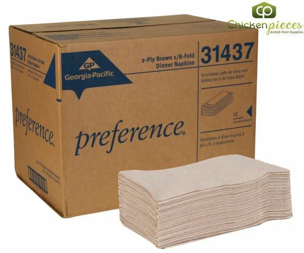Dixie Dinner Napkin 1/8 Fold 2 Ply Brown 250 CT (12/Case) - Soft and Absorbent