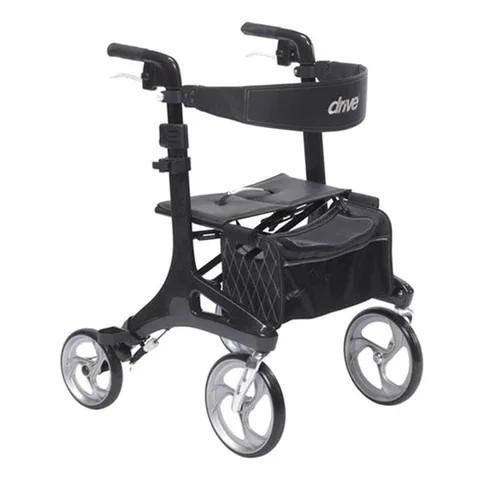 Drive Medical 1 Nitro Elite CF Carbon Fiber Rollator Rolling Walker, Black