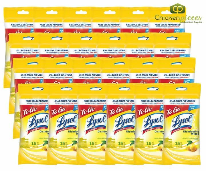 Lysol On-The-Go Disinfectant Wipes, Lemon and Lime Blossom Scent, 15 wipes (24/Case)