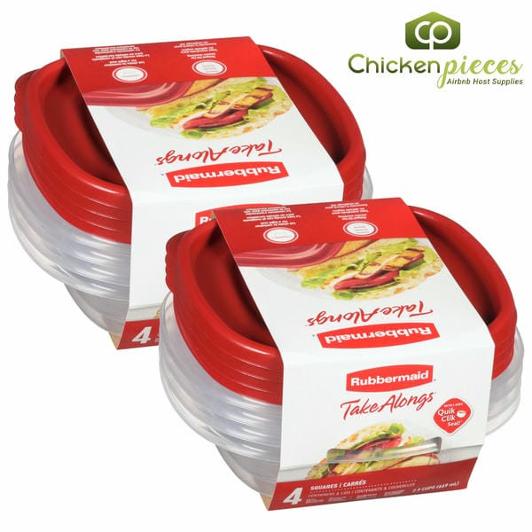 Rubbermaid TakeAlongs Food Storage Containers Quality Bulk Large 4 Pack(2/Case)