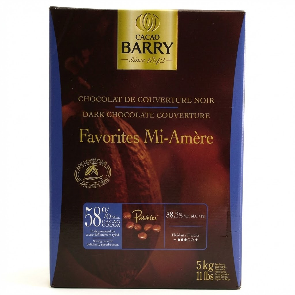 Cacao Barry 58% Mi-amere Dark Chocolate Couverture 5 Kg