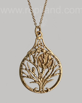 Bard Owl Tree Pendant, gold
