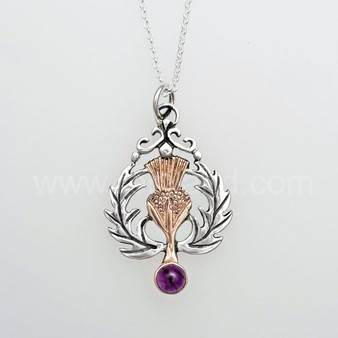 The Lyall Gem Pendant in sterling & rose gold with Amethyst.