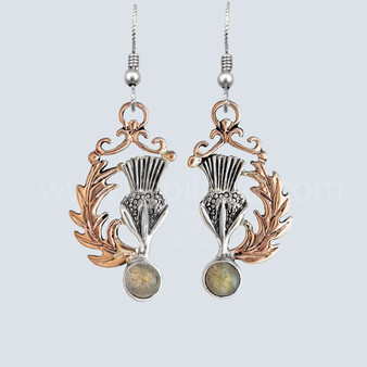 The Cirsium Gem Earrings in rose gold & sterling with Labradorites.