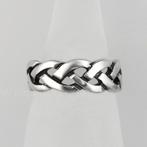 Braided Knot Wedding Band, wide, sterling - R E Piland Goldsmiths