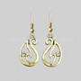 The Avel Earrings feature a stylized wave pattern, shown in 14kt yellow gold.