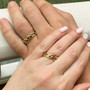 Braided bands, shown in 14kt Yellow gold. Wide version in size 12 & narrow version on size 6.